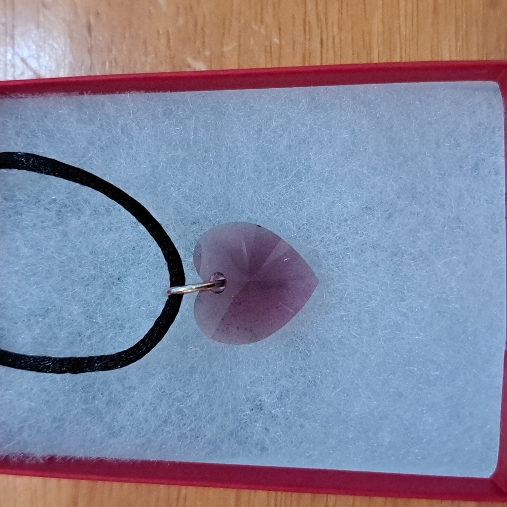 Evening Amethyst Crystal Heart Necklace - Picture 2 of 6